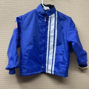 Ford Faux Fur/Sherpa Lined VTG Style Racing Stripe Full Zip Jacket Kids Size S